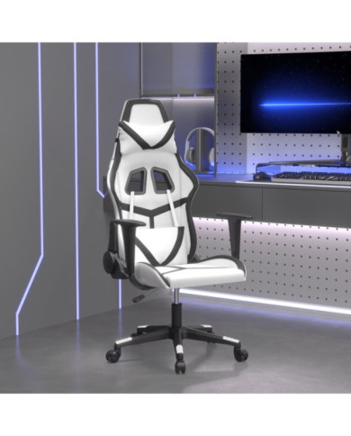 Chaise de jeu de massage Blanc et noir Similicuir | Mobilier & Déco