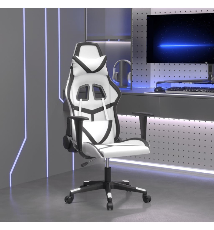 Chaise de jeu de massage Blanc et noir Similicuir | Mobilier & Déco