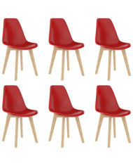 Chaises à manger lot de 6 rouge plastique | Mobilier & Déco