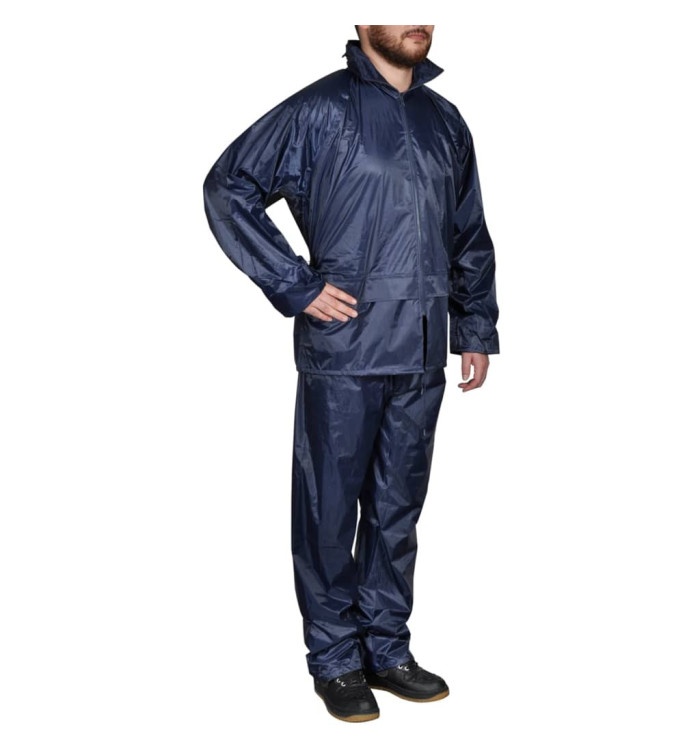 Combinaison de pluie avec capuche 2 pièces Bleu marine L | Mobilier & Déco