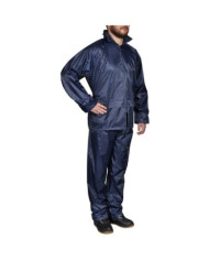 Combinaison de pluie avec capuche 2 pièces Bleu marine L | Mobilier & Déco