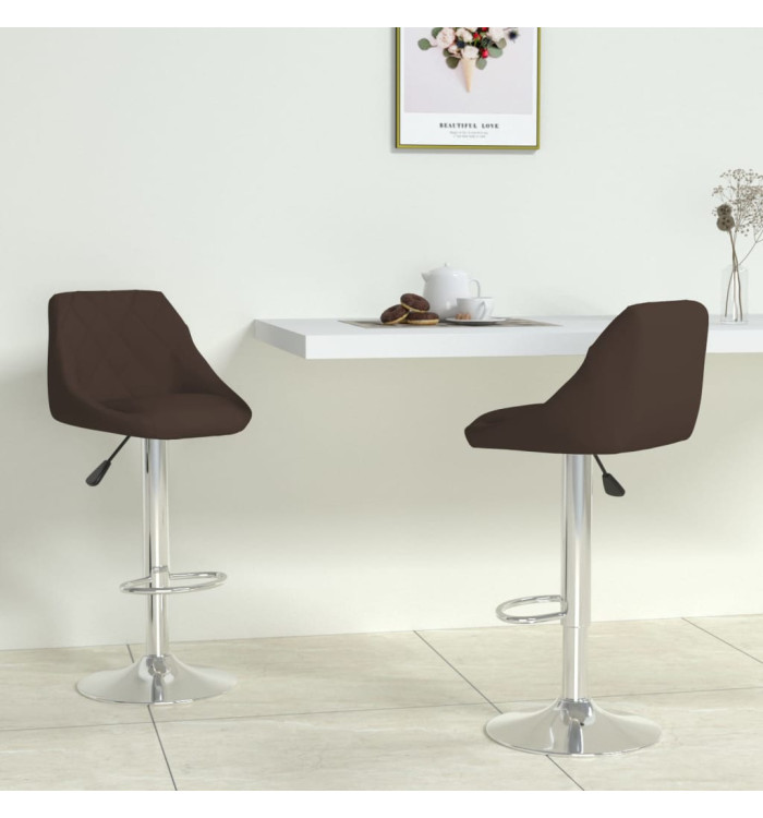 Tabourets de bar lot de 2 marron similicuir | Mobilier & Déco