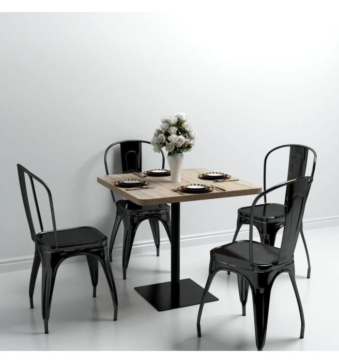 Table de bistro MDF et acier Carré 80x80x75 cm Couleur de chêne | Mobilier & Déco
