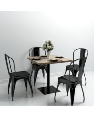 Table de bistro MDF et acier Carré 80x80x75 cm Couleur de chêne | Mobilier & Déco