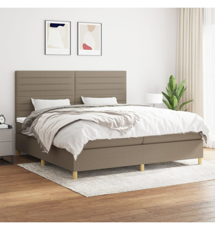Sommier à lattes de lit avec matelas Taupe 200x200 cm Tissu | Mobilier & Déco