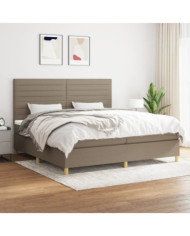 Sommier à lattes de lit avec matelas Taupe 200x200 cm Tissu | Mobilier & Déco