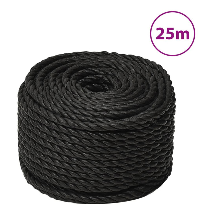 Corde de travail Noir 12 mm 25 m polypropylène | Mobilier & Déco