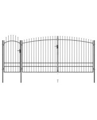 Portail de clôture de jardin avec dessus en lance 5x2,45 m Noir | Mobilier & Déco