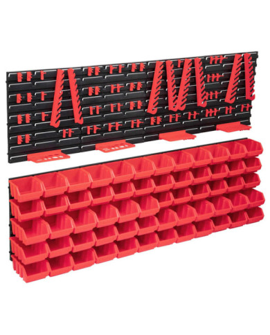Kit de bacs de stockage et panneaux muraux 136pcs rouge et noir | Mobilier & Déco