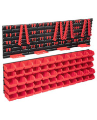 Kit de bacs de stockage et panneaux muraux 136pcs rouge et noir | Mobilier & Déco