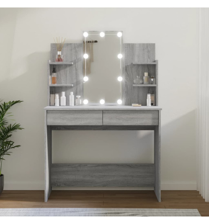 Coiffeuse avec LED Sonoma gris 96x40x142 cm | Mobilier & Déco