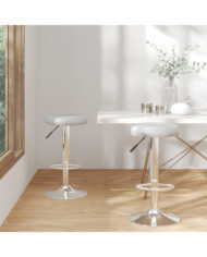 Tabourets de bar lot de 2 gris similicuir | Mobilier & Déco