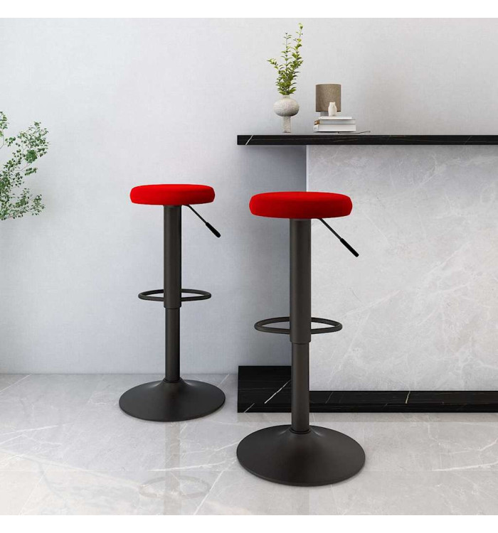 Tabourets de bar lot de 2 rouge bordeaux velours | Mobilier & Déco