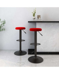 Tabourets de bar lot de 2 rouge bordeaux velours | Mobilier & Déco
