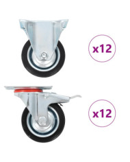 24 pcs Roulettes 75 mm | Mobilier & Déco