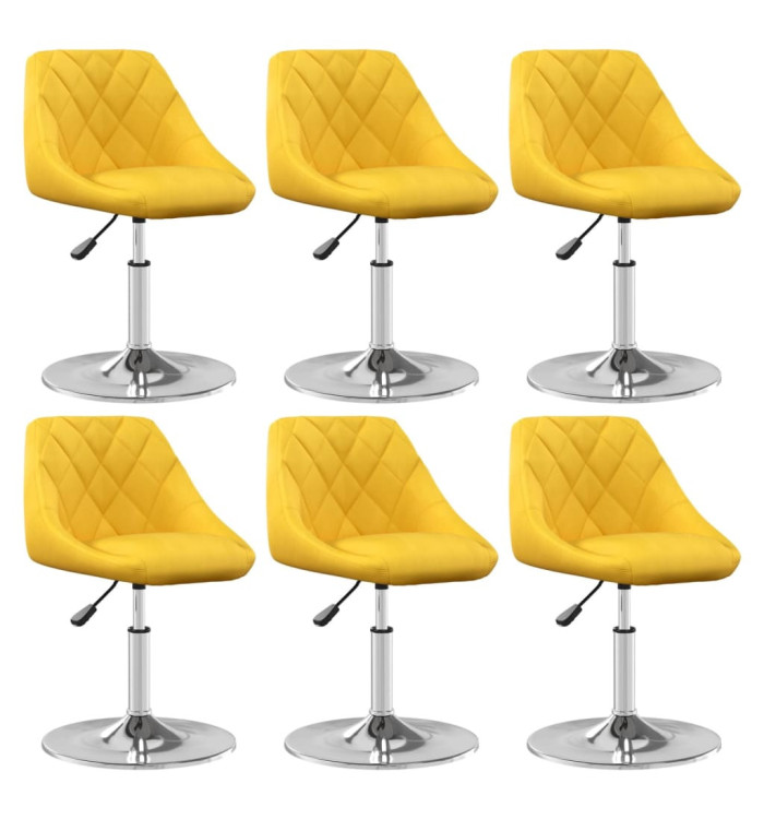 Chaises à manger pivotantes lot de 6 jaune moutarde velours | Mobilier & Déco