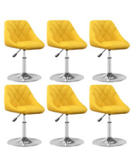 Chaises à manger pivotantes lot de 6 jaune moutarde velours | Mobilier & Déco