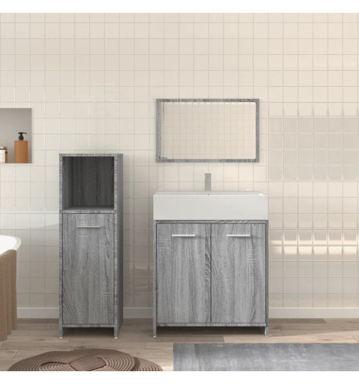 Ensemble de meubles de salle de bain 3 pcs Sonoma gris | Mobilier & Déco