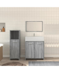 Ensemble de meubles de salle de bain 3 pcs Sonoma gris | Mobilier & Déco