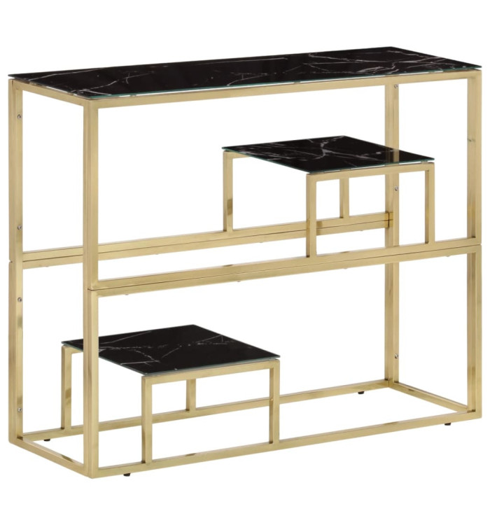 Table console doré acier inoxydable et verre trempé | Mobilier & Déco