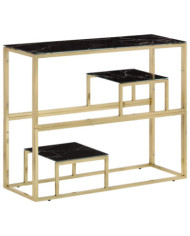 Table console doré acier inoxydable et verre trempé | Mobilier & Déco