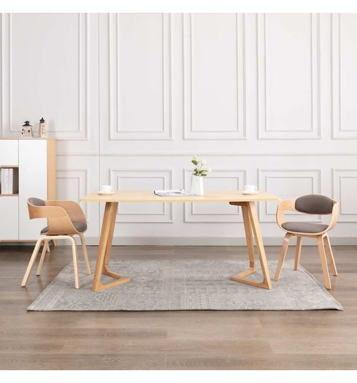 Chaises à manger lot de 2 bois courbé et tissu taupe | Mobilier & Déco