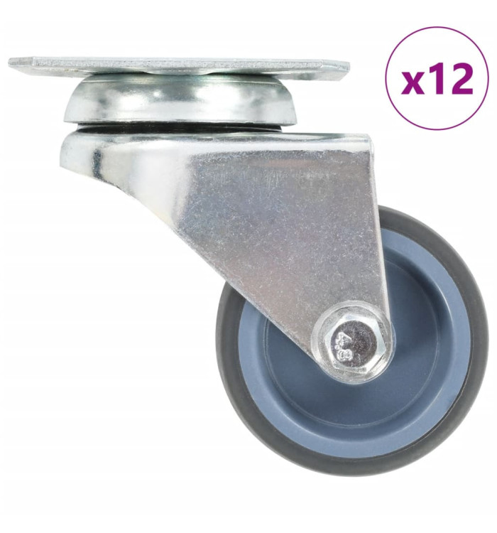 12 pcs Roulettes pivotantes doubles 50 mm | Mobilier & Déco
