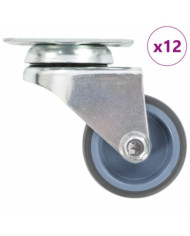 12 pcs Roulettes pivotantes doubles 50 mm | Mobilier & Déco