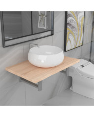 Meuble de salle de bain en deux pièces Céramique Chêne | Mobilier & Déco