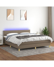 Sommier à lattes de lit avec matelas LED Taupe 180x200 cm Tissu | Mobilier & Déco