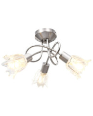 Plafonnier et abat-jour verre transparent 3 ampoules E14 Tulipe | Mobilier & Déco