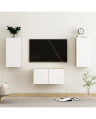 Ensemble de meubles TV 3 pcs Blanc et chêne sonoma | Mobilier & Déco