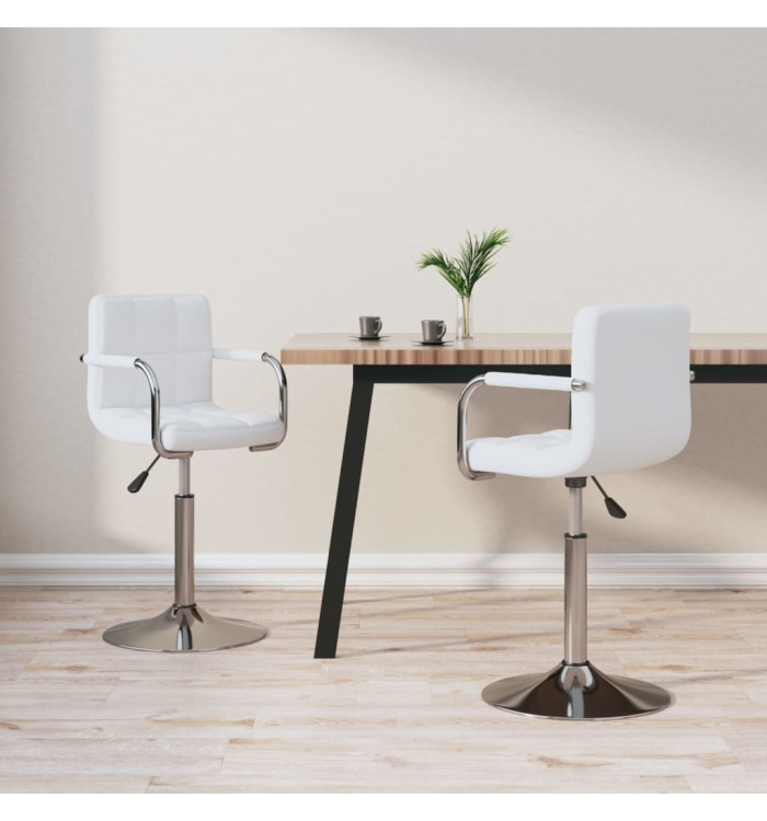 Chaises pivotantes à manger lot de 2 blanc similicuir | Mobilier & Déco