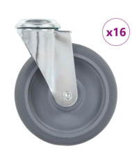16 pcs Roulettes pivotantes à trou de boulon 125 mm | Mobilier & Déco