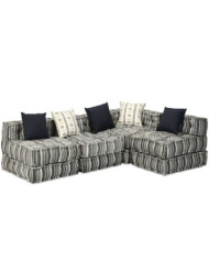 Pouf modulaire à 4 places Gris rayé Tissu | Mobilier & Déco