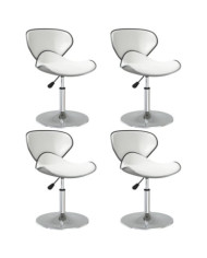 Chaises à manger lot de 4 blanc similicuir | Mobilier & Déco