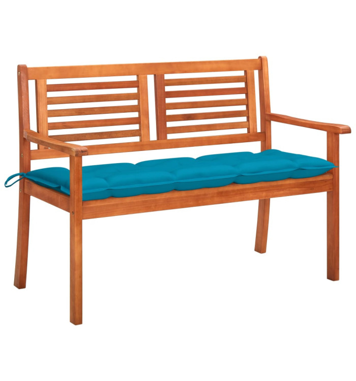 Banc de jardin 2 places avec coussin 120 cm Bois d'eucalyptus | Mobilier & Déco