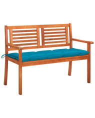 Banc de jardin 2 places avec coussin 120 cm Bois d'eucalyptus | Mobilier & Déco