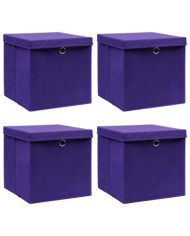 Boîtes de rangement avec couvercles 4 pcs 28x28x28 cm Violet | Mobilier & Déco