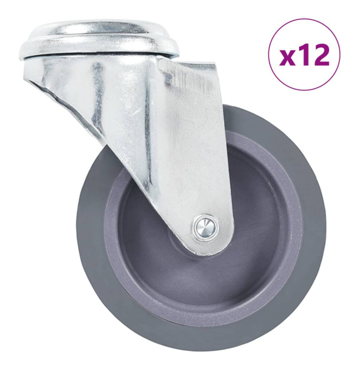 12 pcs Roulettes pivotantes à trou de boulon 75 mm | Mobilier & Déco