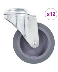 12 pcs Roulettes pivotantes à trou de boulon 75 mm | Mobilier & Déco