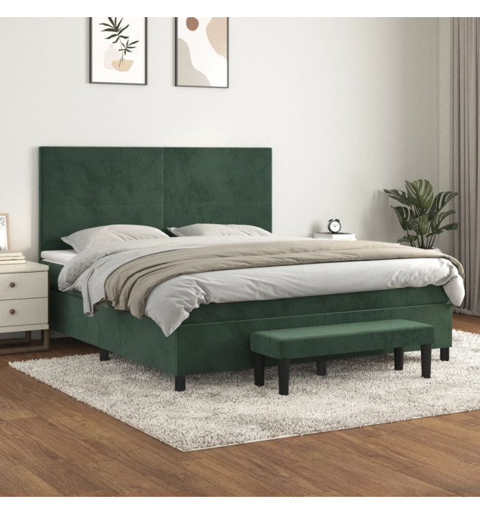 Sommier à lattes de lit et matelas Vert foncé 180x200cm Velours | Mobilier & Déco