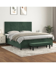 Sommier à lattes de lit et matelas Vert foncé 180x200cm Velours | Mobilier & Déco