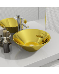 Lavabo 42 x 14 cm Céramique Doré | Mobilier & Déco