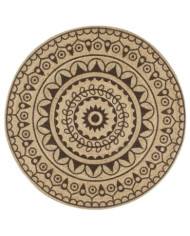 Tapis fait à la main Jute avec imprimé marron foncé 150 cm | Mobilier & Déco