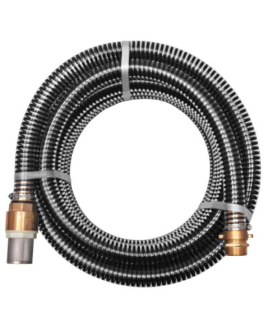 Tuyau d'aspiration avec raccords en laiton 15 m 25 mm Noir | Mobilier & Déco