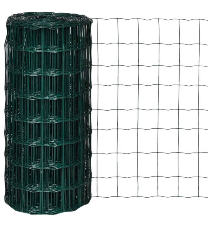 Clôture euro Acier 25 x 0,8 m Vert | Mobilier & Déco