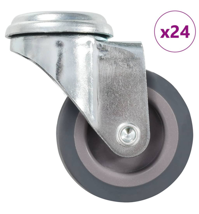 24 pcs Roulettes pivotantes à trou de boulon 50 mm | Mobilier & Déco
