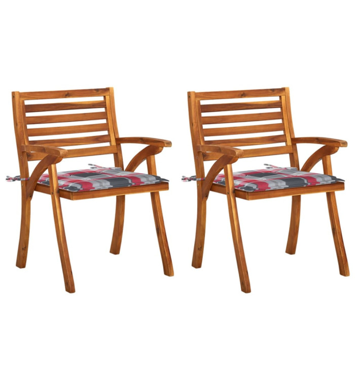Chaises à manger de jardin avec coussins lot de 2 Acacia massif | Mobilier & Déco