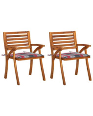 Chaises à manger de jardin avec coussins lot de 2 Acacia massif | Mobilier & Déco